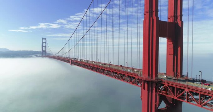 Aerial view of the Golden Gate Bridge in San Francisco. California. USA. 4K