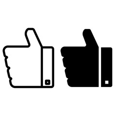 Obraz premium Hand Thumb Up icon flat. Illustration isolated on white background. Vector grey sign symbol