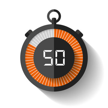 Stopwatch icon in flat style, timer on white background. Sport clock. Vector design element for you business project