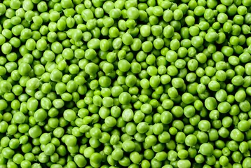 Foto op Plexiglas Green Peas. Green background. Peas background. Top view. © MarcoFood
