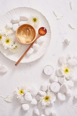 Obraz na płótnie Canvas natural herbal smoothing gel green tea for skin on background white
