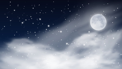 Naklejka na ściany i meble Abstract Stars Cloudy Night Sky With Big Dipper Constellation