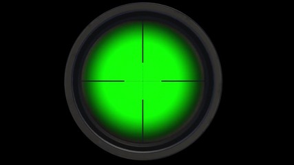 Sniper scope or optical sight on green screen. Sniper scope or optical sight for editing. Gun sight.