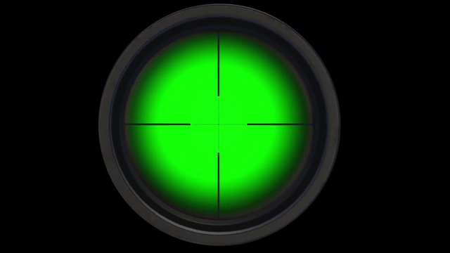 Sniper scope or optical sight on green screen. Sniper scope or optical sight for editing. Gun sight.