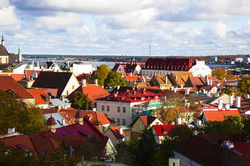 Naklejka premium city view of old town of Tallinn, Estonia