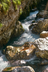 Mountain fast river in the mountains of Italy.