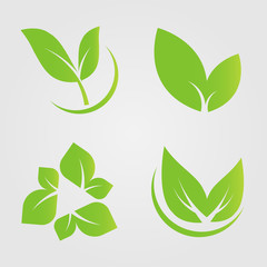 ecology logos of green leaf nature element icon on white background .vector illustrator