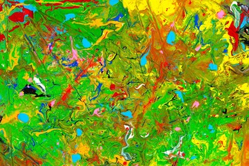 Malerei/ Gemälde/ Hintergrund aus bunten Farben, Streifen, Klekse, verlaufende Farbspuren,...