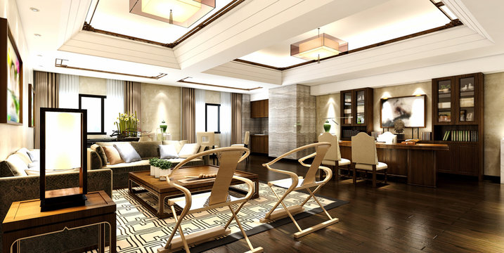3d render of house interior view