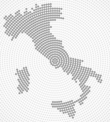 Fototapeta na wymiar Abstract map Italy of radial dots, halftone concept