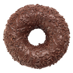 Chocolate donut with sprinkles  isolated on white background