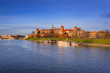 The Royal Wawel Castle in Krakow at Vistula river, Poland