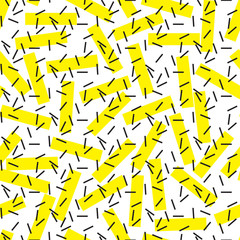 DOUPLE LINES MEMPHIS STYLE SEAMLESS PATTERN. GEOMETRIC ELEMENTS 80S AND 90S DESIGN TEXTURE ON WHITE BACKGROUND.