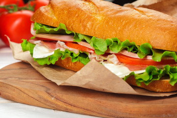 sandwich on a wooden table