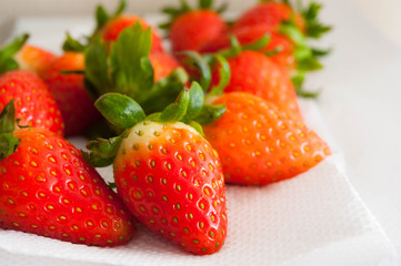 fresh strawberry,Fresh strawberries  on wooden table with white tissue