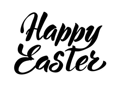 happy Easter Hand drawn calligraphy and brush pen lettering. design for holiday greeting card and invitation of the happy Easter day