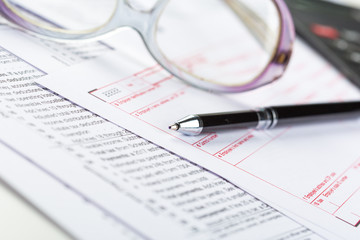 Tax forms, close up