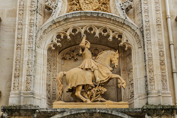 Architectural fragments of Ducal Palace of Nancy (Palais ducal du Nancy, XV century). Now palace is a museum Lorrain, dedicated to art, history and traditions of Lorraine. Nancy, Lorraine, France.