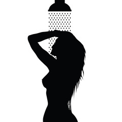 girl is showering vector black silhouette