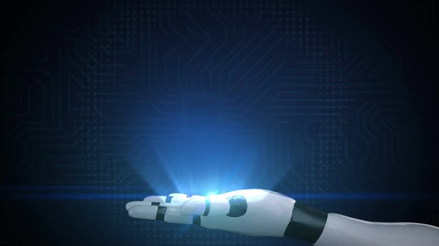 Robot, cyborg open arm, Artificial intelligence. 4k size movie