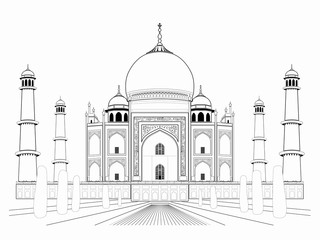 illustration of an taj mahal , vector draw