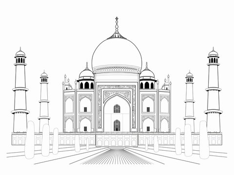 Hand Drawn Detailed Taj Mahal Vector Sketch Illustration Stock Vector |  Adobe Stock