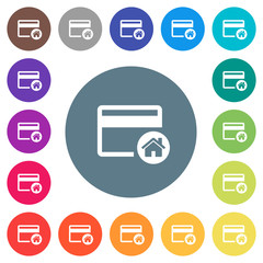 Set credit card as default flat white icons on round color backgrounds