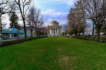 イタリアのコモ湖の水上飛行機