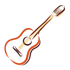 Guitar drawn in smooth lines