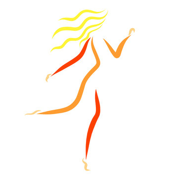 Running slender woman, logo, sport and health