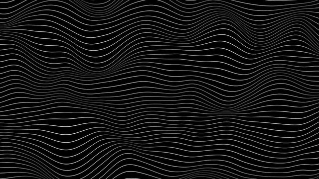Abstract Morphing Horizontal White Lines on Black Surface in Seamless Loop