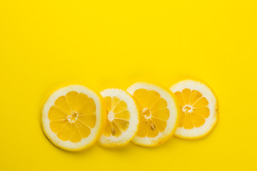 yellow lemon slices wedges bottom