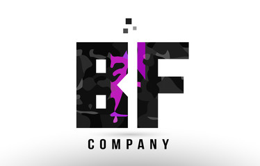 purple black alphabet letter bf b f logo