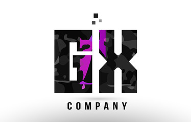 purple black alphabet letter gx g x logo