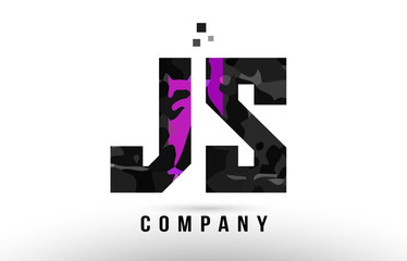 purple black alphabet letter js j s logo