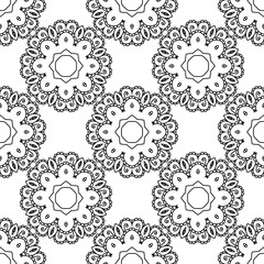 Abstract black and white seamless pattern. Hand drawn vector illustration