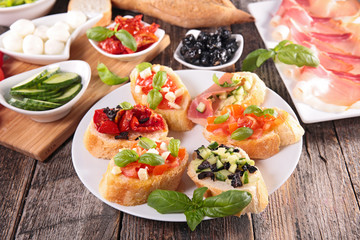assorted canape, bruschetta