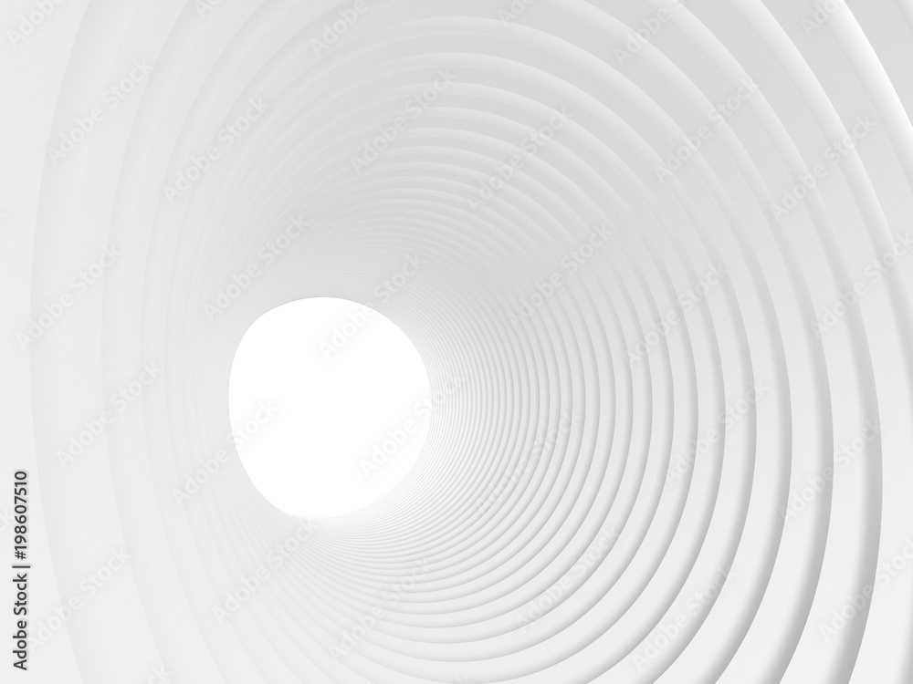 Poster Abstract of white circle architectural pattern,Concept of future design of architecture,3d rendering	