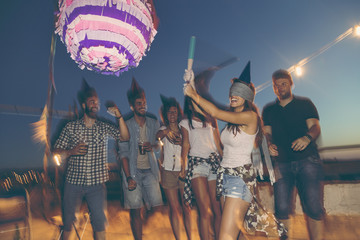 Birthday pinata hitting