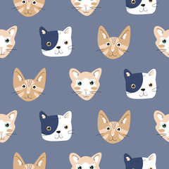 Seamless pattern with cute cats.