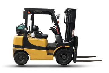 Old forklift on isolate white background