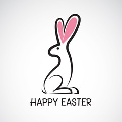 Vector of cute easter bunny vector illustration. Rabbit. Greeting card with Happy Easter writing. Isolated on white background. Easy editable layered vector illustration.