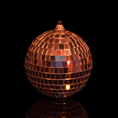 Sparkling Christmas ball, made from a variety of mirrored pieces isolated on black