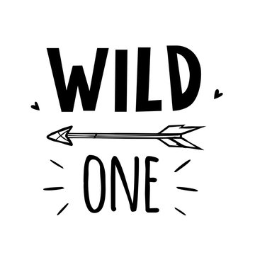 Vector Black And White Wild One Illustration Print