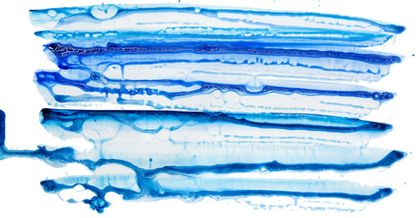 Abstract ink pattern on water repellent paper. Watercolor blue bubbles texture. Sponge illustration.