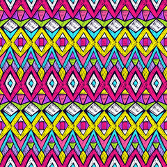 Tribal pattern. Ethnic print. Aztec. Abstract geometric fabric. Cloth design. Spiritual fashion. Mystical ornament. Navajo textile. Boho homespun. Hand drawn seamless vector.