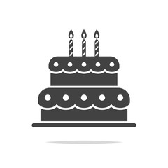 Birthday cake icon vector isolated