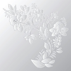 Fototapeta premium stock vector abstract flowers and waves, doodle floral bouquet. oriental or arabic, russia textile design. template for card. banner. botanic set