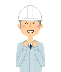 現場監督　喜ぶ