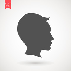 Young woman head vector silhouette isolated on white background . Portrait of woman in profile , isolated silhouette - vector illustration